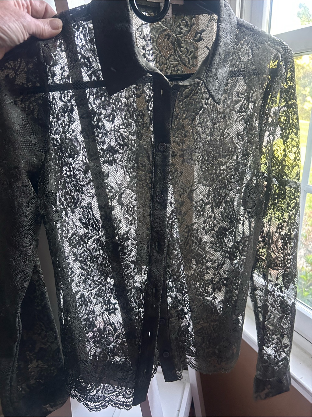 Topshop Olive Green Lace Blouse, Great Condition, Size 6